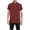 Red Black Buffalo Tartan Plaid Pattern Men's Short Sleeve Button Up Shirt