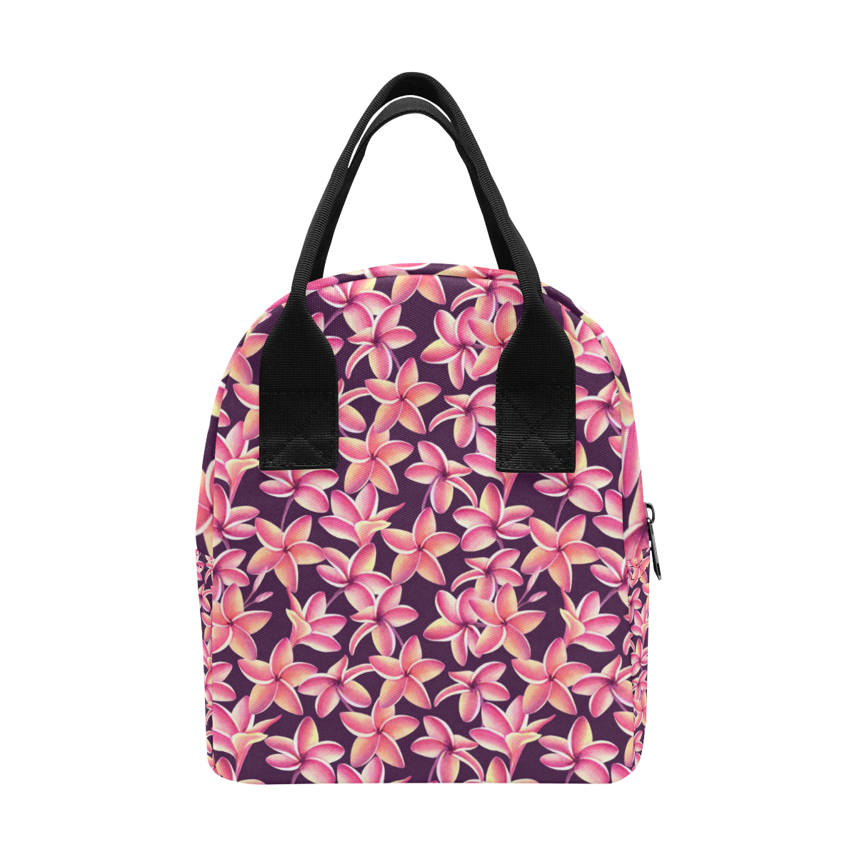 Purple Plumeria Pattern Print Design PM010 Insulated Lunch Bag