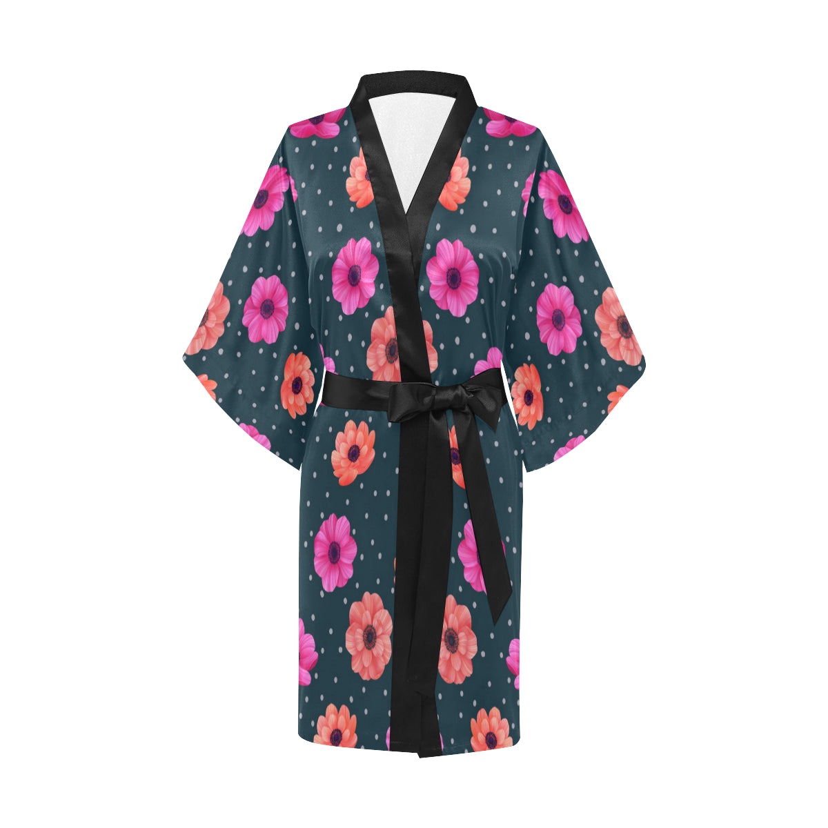 Anemone Pattern Print Design AM08 Women's Short Kimono
