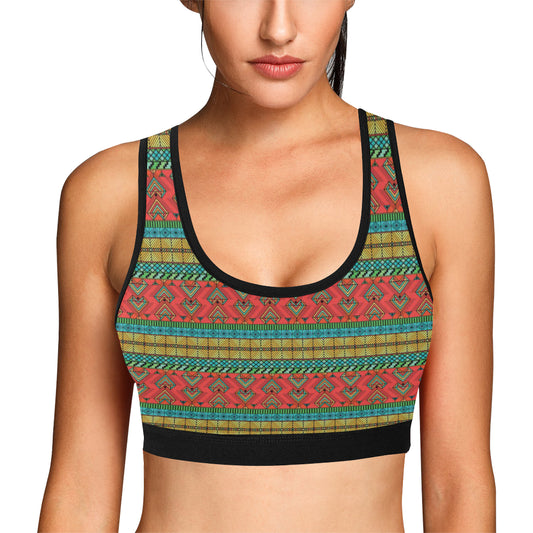 African Colorful Zigzag Print Pattern Sports Bra
