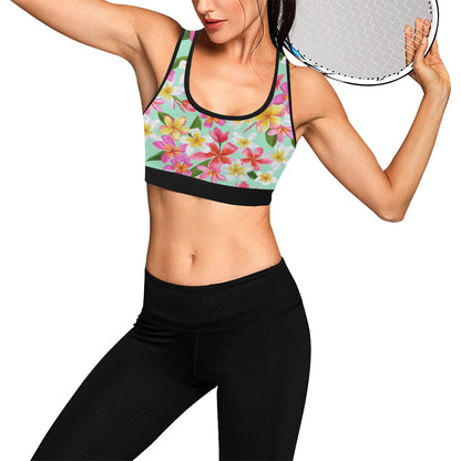Plumeria Pattern Print Design PM014 Sports Bra