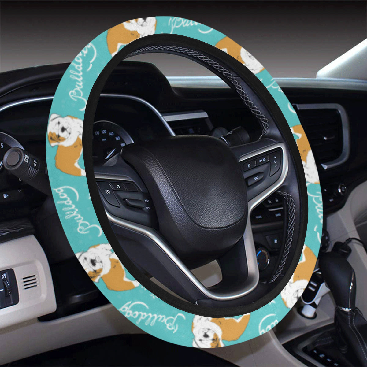 Bulldogs Pattern Print Design 05 Steering Wheel Cover with Elastic Edge