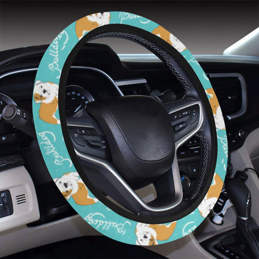Bulldogs Pattern Print Design 05 Steering Wheel Cover with Elastic Edge