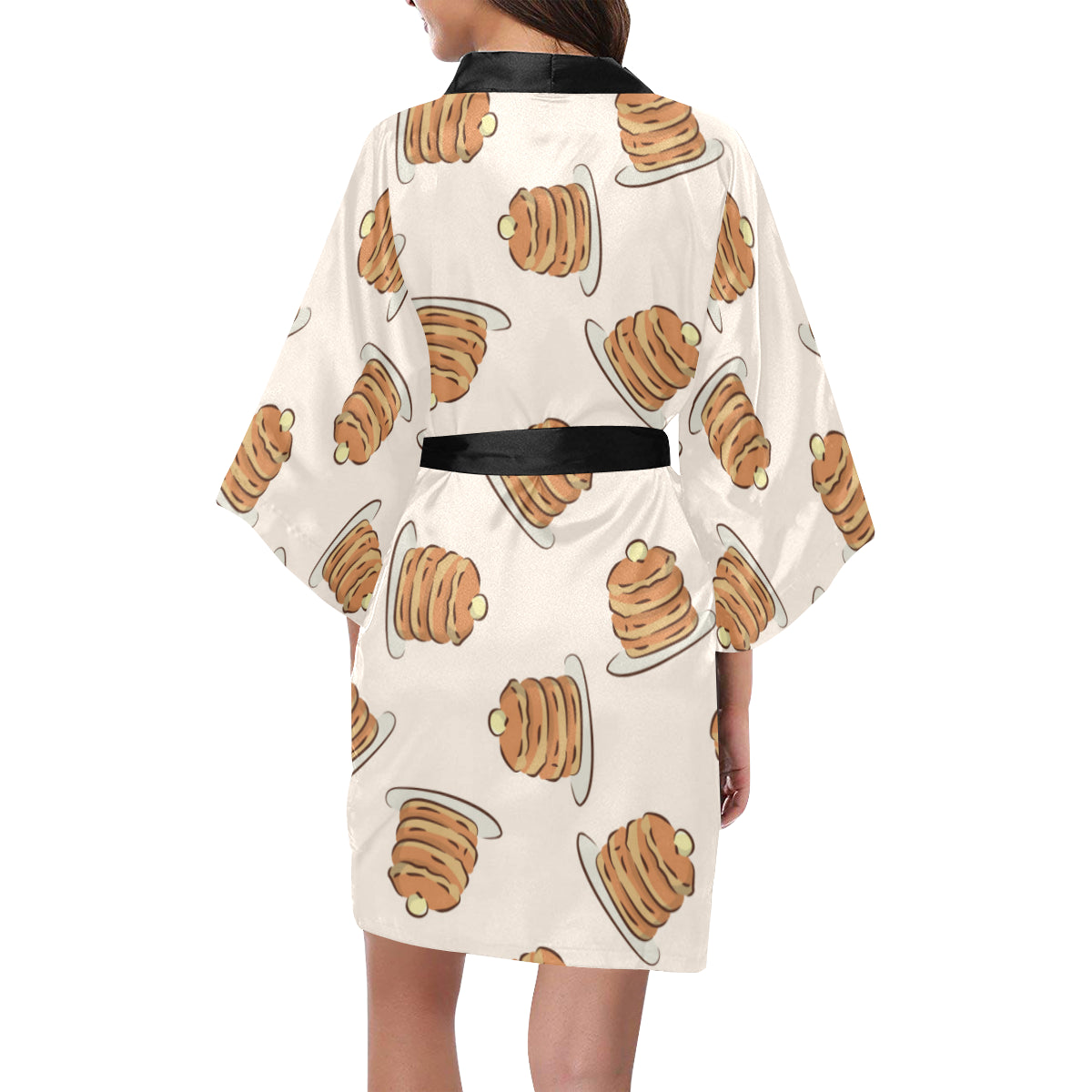 Pancake Pattern Print Design A01 Women's Short Kimono
