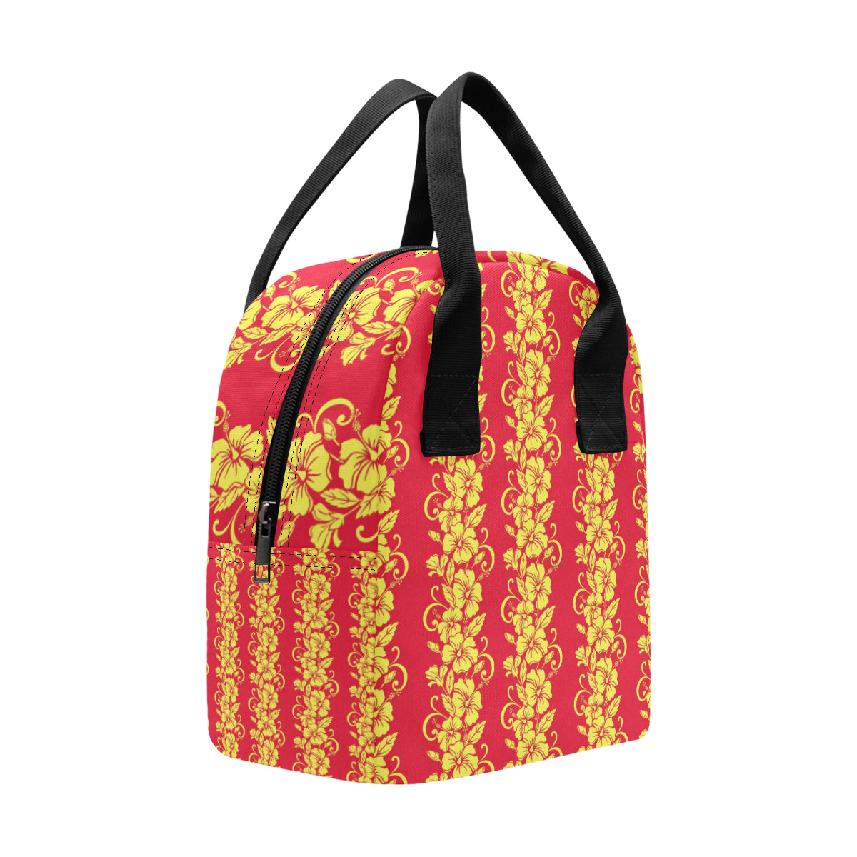 Orange Hibiscus Pattern Print Design HB018 Insulated Lunch Bag
