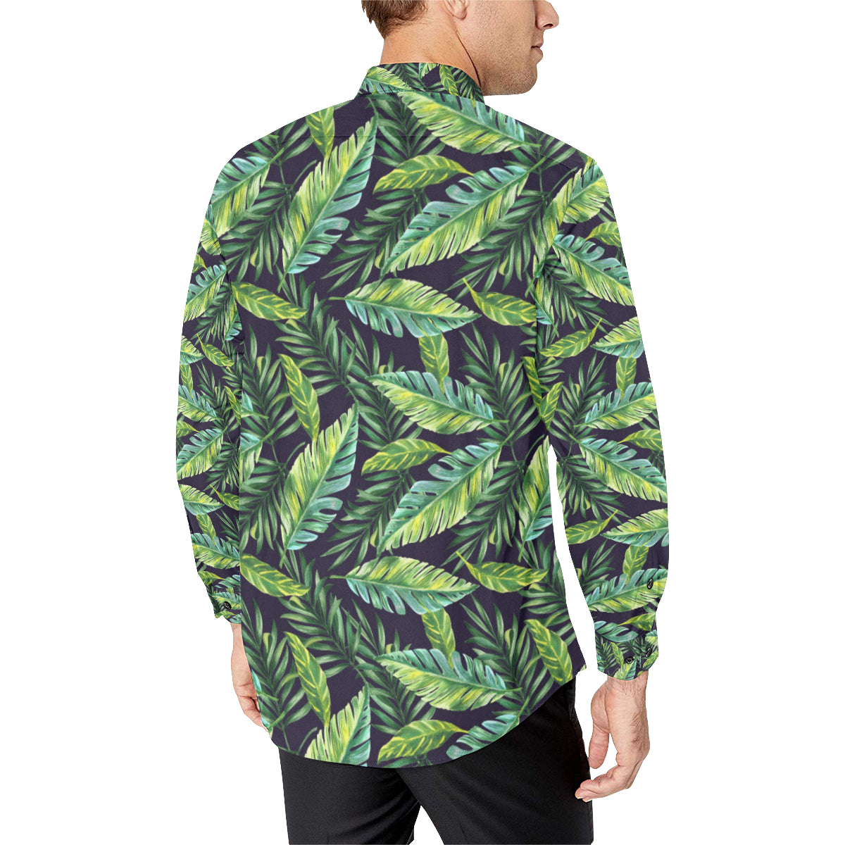 Tropical Flower Pattern Print Design TF06 Men's Long Sleeve Shirt