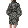 Paisley Skull Pattern Print Design A01 Women's Short Kimono