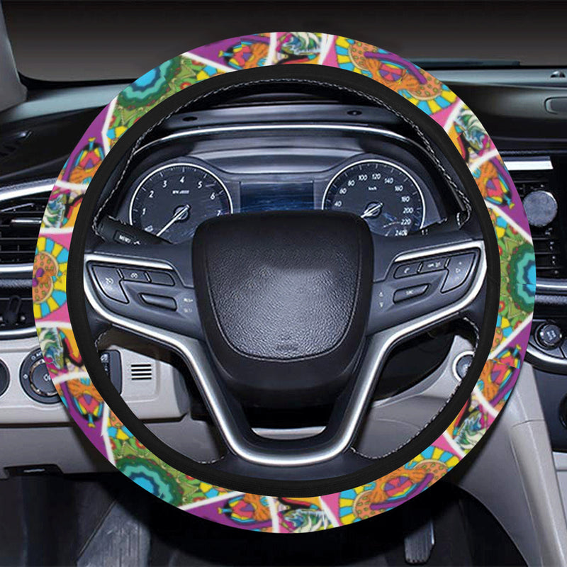 Peace Sign Pattern Print Design A03 Steering Wheel Cover with Elastic Edge