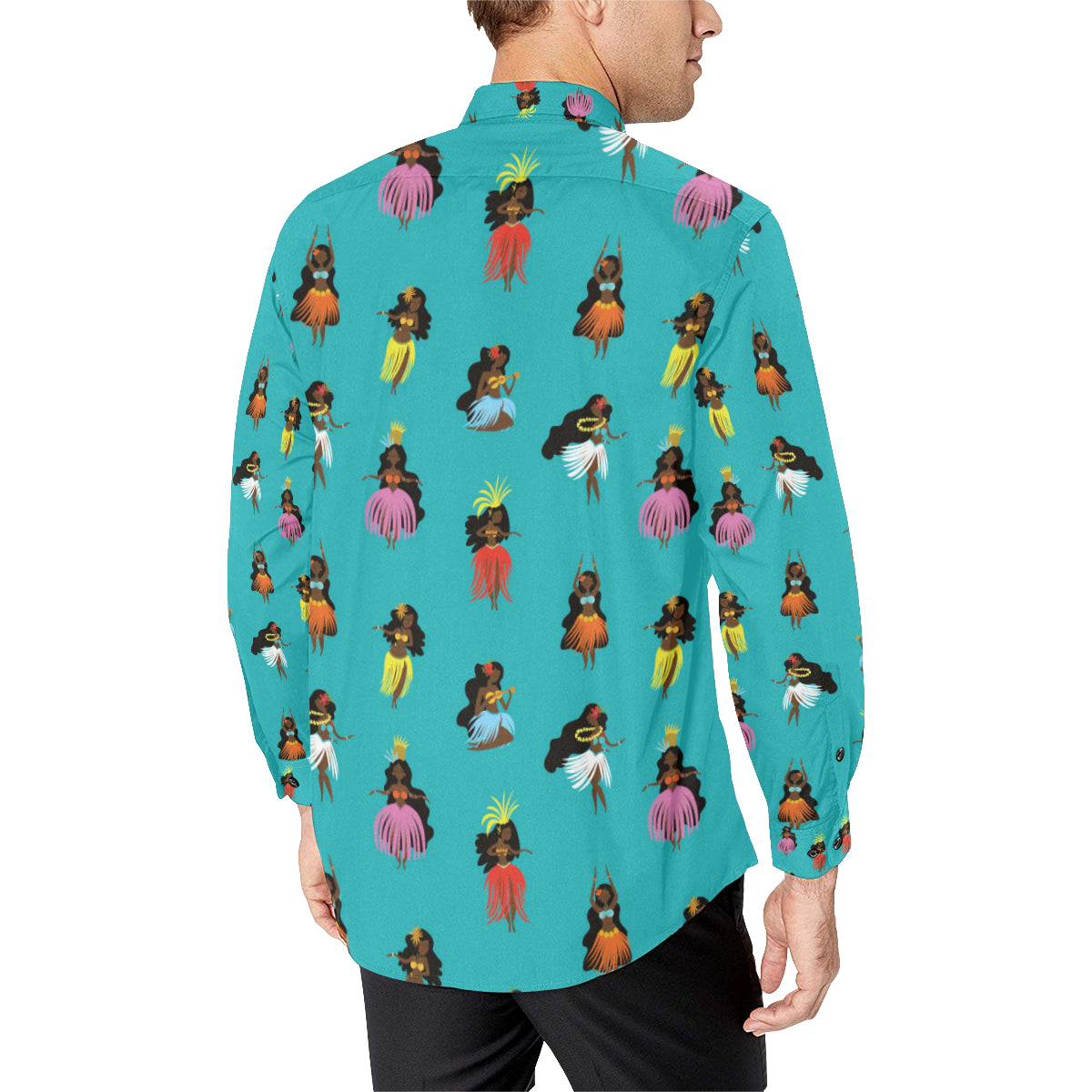 Hula Dancers Pattern Print Design 04 Men's Long Sleeve Shirt