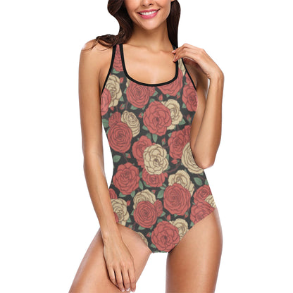 Camellia Pattern Print Design CM01 Women Swimsuit