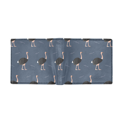 Ostrich Pattern Print Design 04 Men's ID Card Wallet