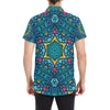 Kaleidoscope Pattern Print Design 04 Men's Short Sleeve Button Up Shirt