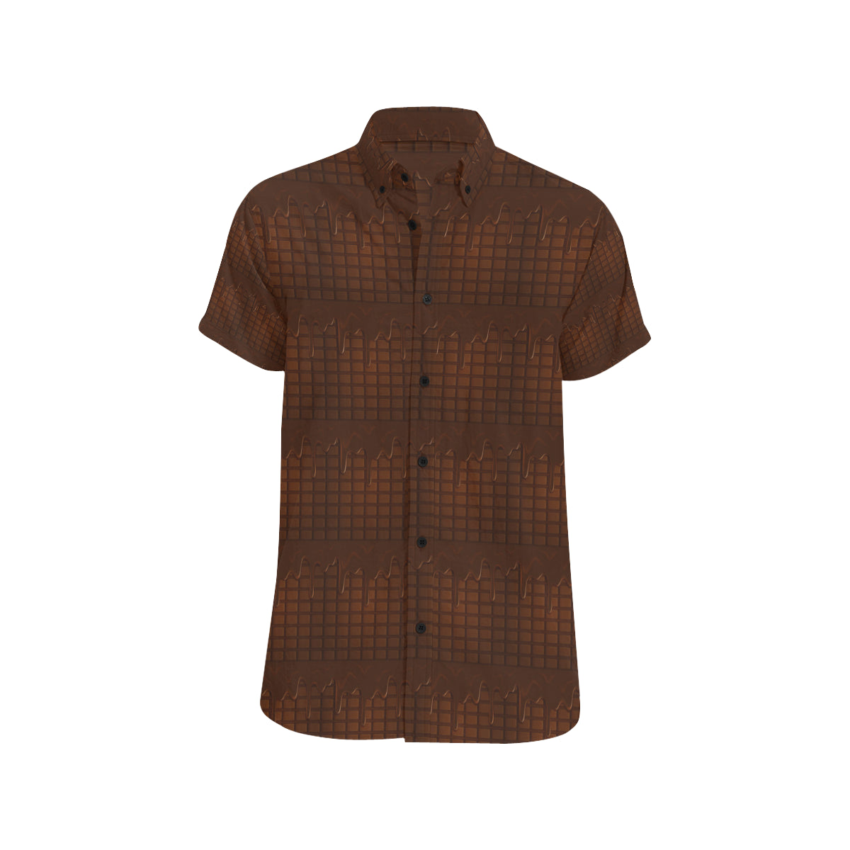 Chocolate Pattern Print Design 01 Men's Short Sleeve Button Up Shirt