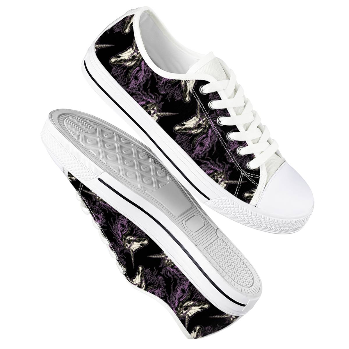 Unicorn Skull head Women Low Top Shoes