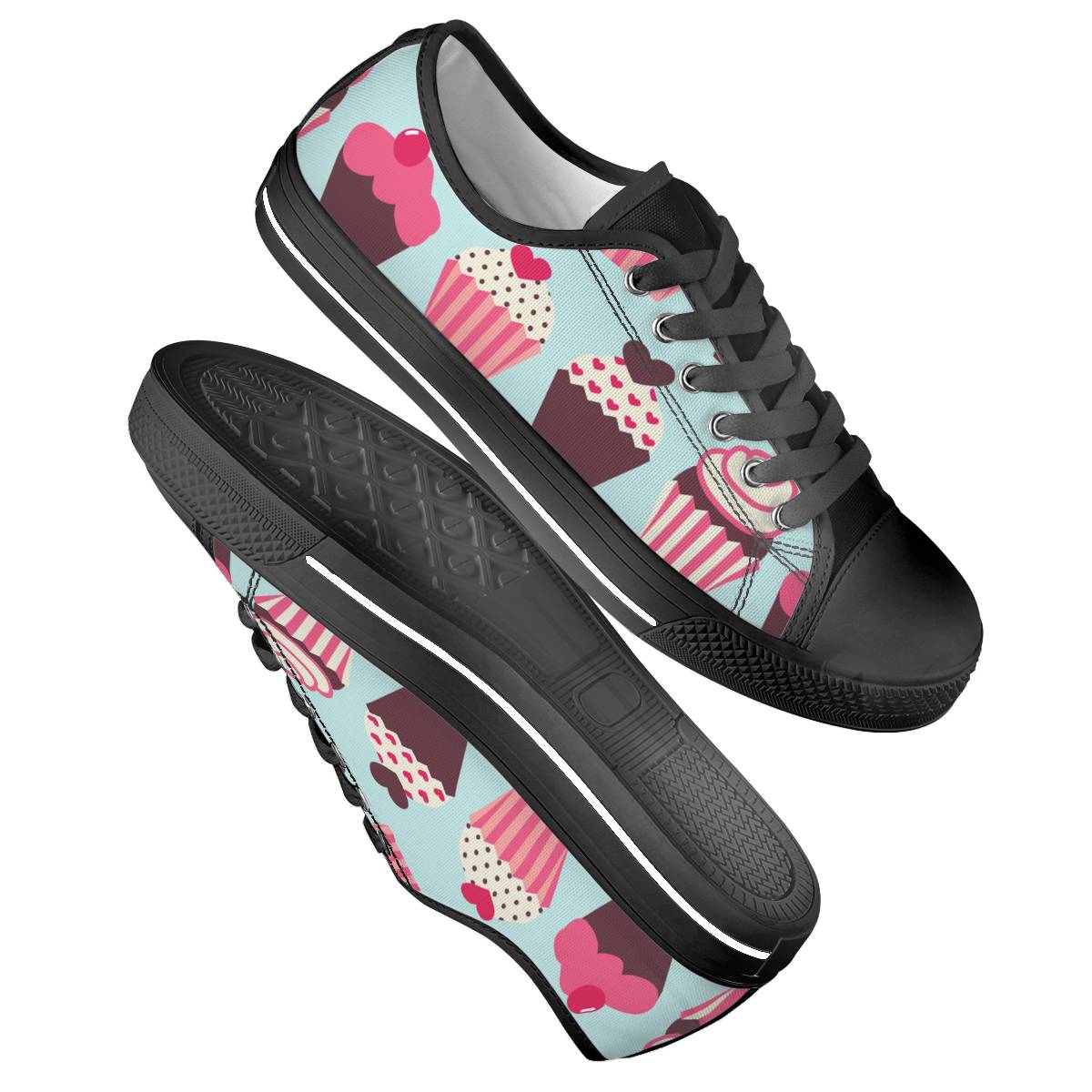 CupCake Print Pattern Women Low Top Shoes
