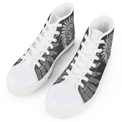 Native American Indian Skull Men High Top Canvas Shoes