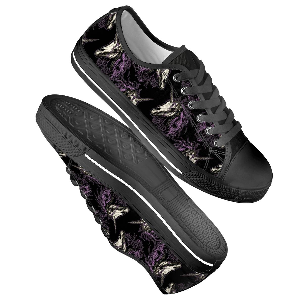 Unicorn Skull head Women Low Top Shoes