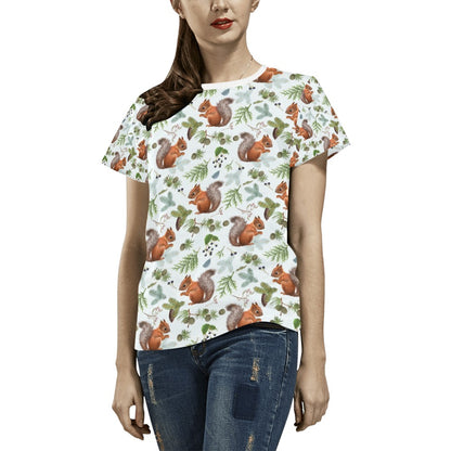Squirrel Print Design LKS308 Women's  T-shirt