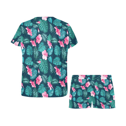 Summer Floral Print Design LKS301 Women's Short Pajama Set