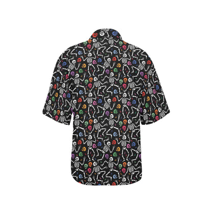 Skeleton Print Design LKS307 Women's Hawaiian Shirt