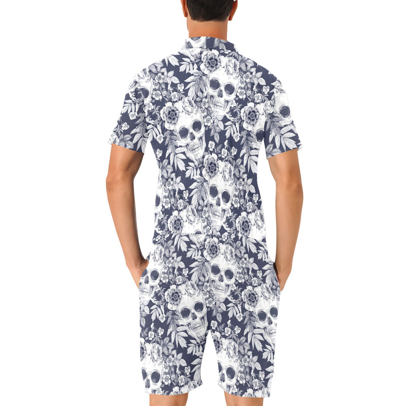 Skull Floral Beautiful Men's Romper