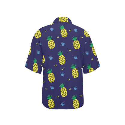 Pineapple Pattern Print Design A01 Women's Hawaiian Shirt