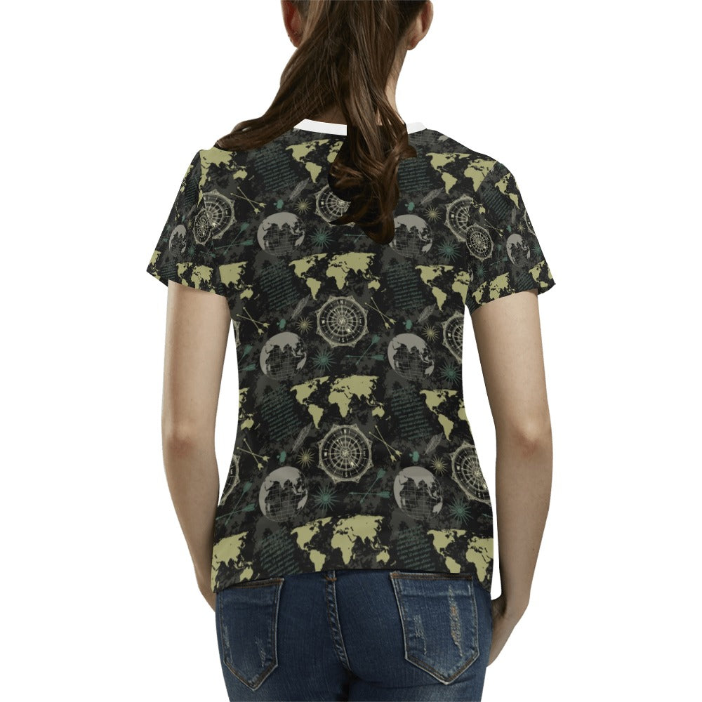 World Map Print Design LKS303 Women's  T-shirt
