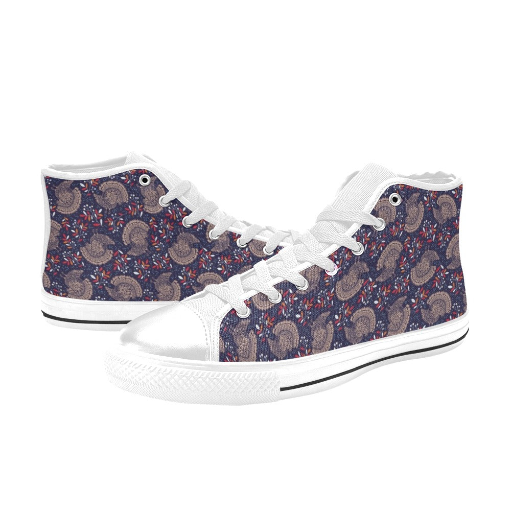 Turkey Print Design LKS401 High Top Women's White Shoes