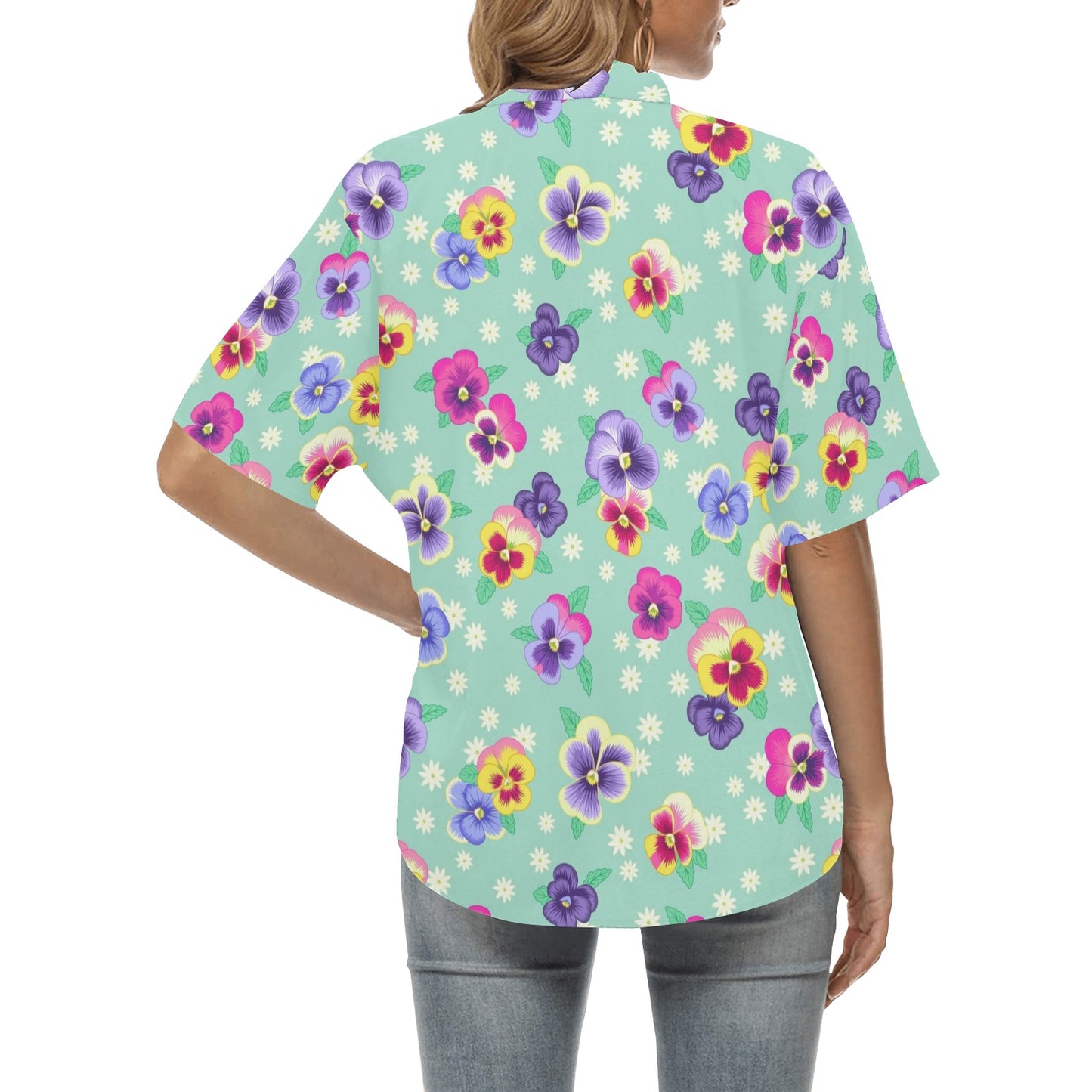 Pansy Pattern Print Design PS08 Women's Hawaiian Shirt