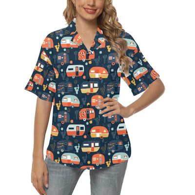Camper Caravan Print Pattern Women's Hawaiian Shirt