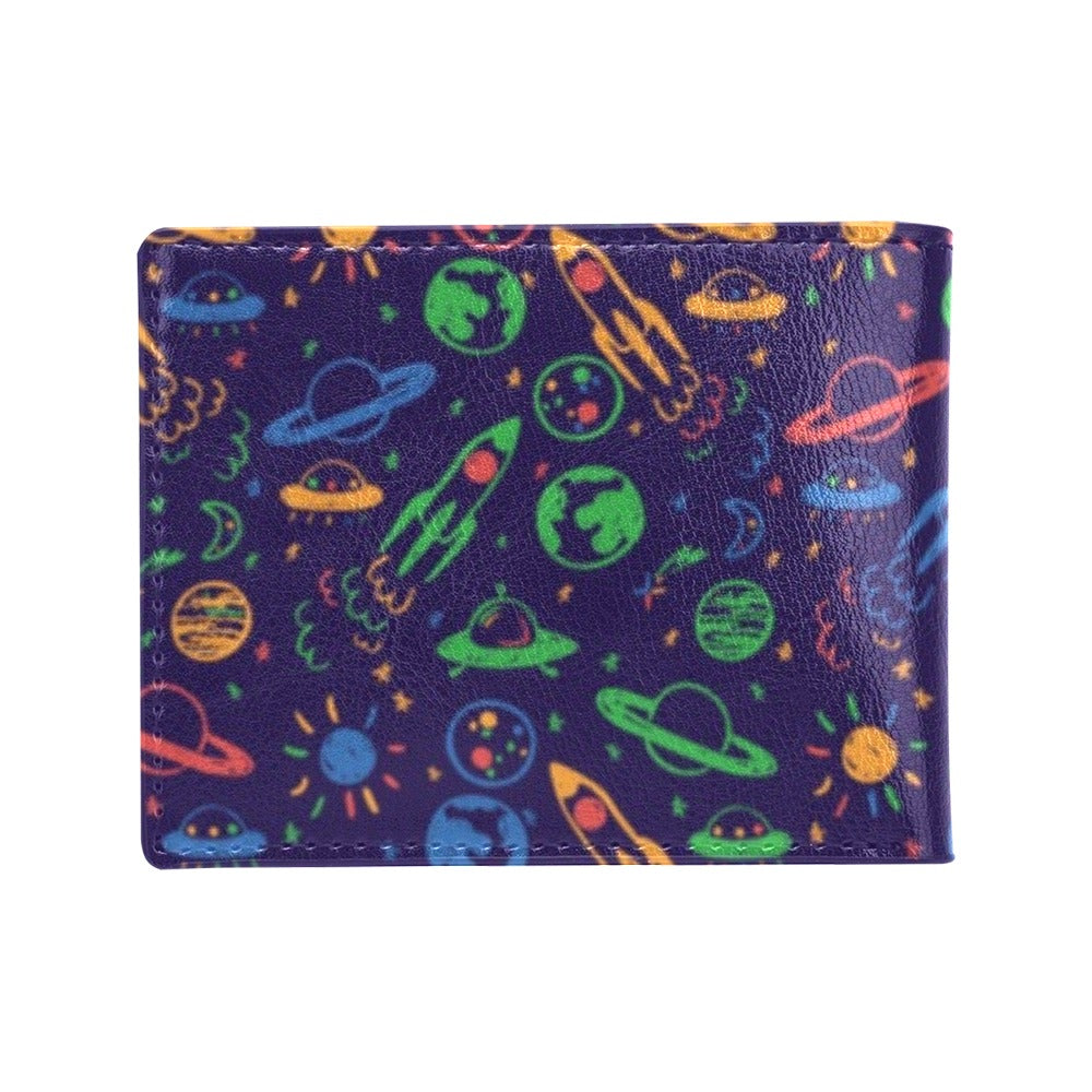 UFO Space Rocket Print Design LKS302 Men's ID Card Wallet