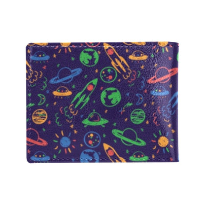 UFO Space Rocket Print Design LKS302 Men's ID Card Wallet