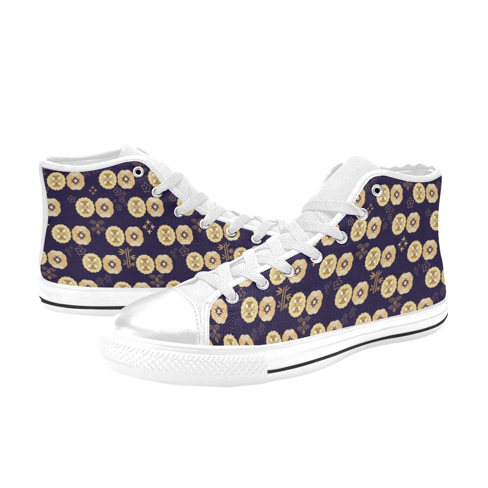 Sakura Print Design LKS303 High Top Women's White Shoes
