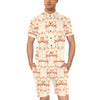 Flamingo Hibiscus Print Pattern Men's Romper