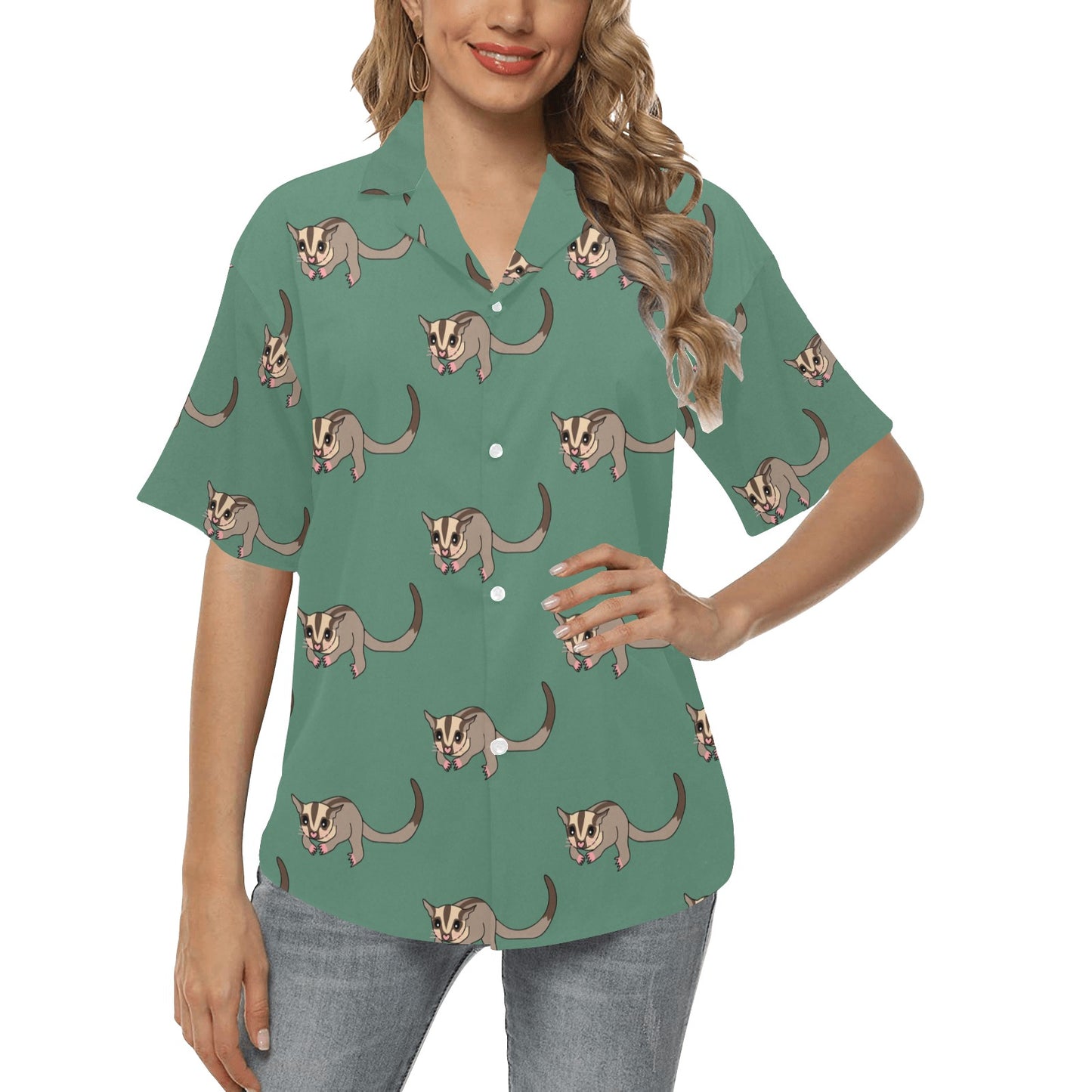 Sugar Glider Pattern Print Design 01 Women's Hawaiian Shirt
