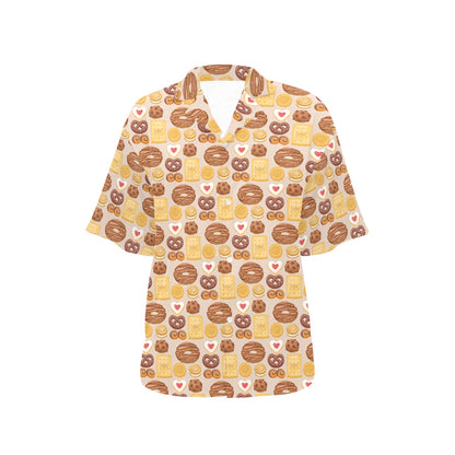 Cookie Pattern Print Design 02 Women's Hawaiian Shirt