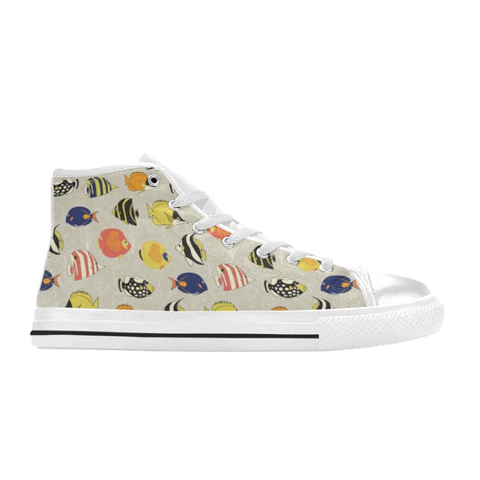 Angelfish Print Design LKS401 High Top Women's White Shoes