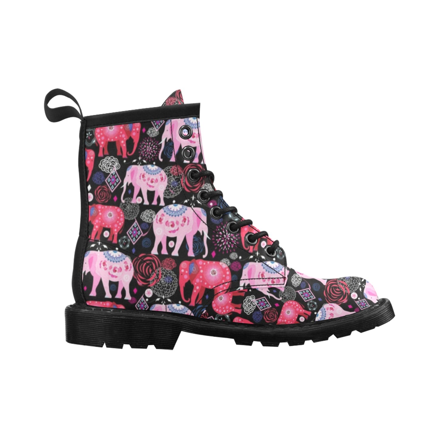 Pink Elephant Pattern Women's Boots