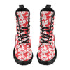 Flower Hawaiian Hibiscus Red Background Print Women's Boots