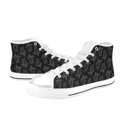 Sea Turtle Print Design LKS3012 High Top Women's White Shoes