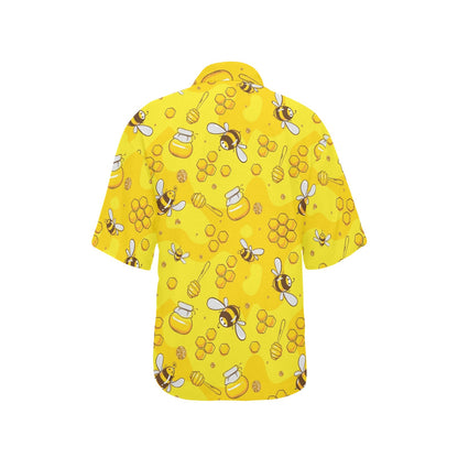 Bee Pattern Print Design BEE01 Women's Hawaiian Shirt