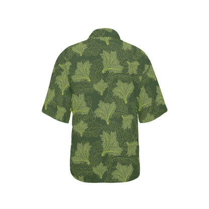 Kale Pattern Print Design 01 Women's Hawaiian Shirt