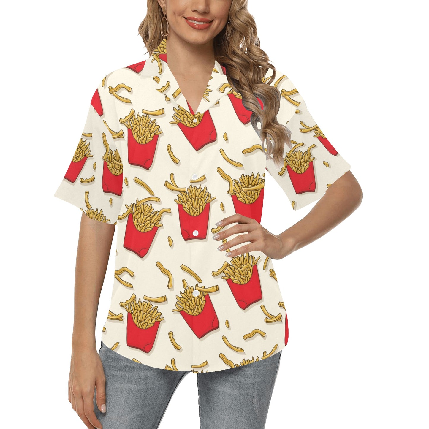 French Fried Pattern Print Design 01 Women's Hawaiian Shirt