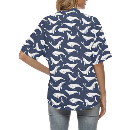 Whale Print Design LKS308 Women's Hawaiian Shirt