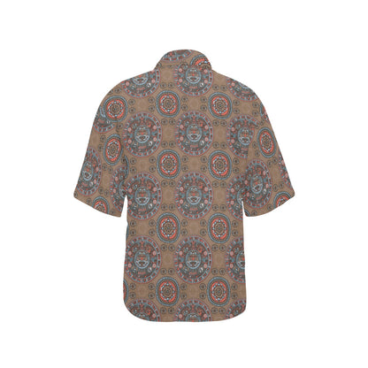Calendar Aztec Design Print Pattern Women's Hawaiian Shirt