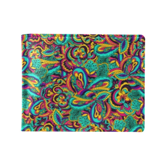 Psychedelic Trippy Floral Design Men's ID Card Wallet