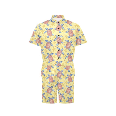 Sea Turtle Pattern Print Design T06 Men's Romper