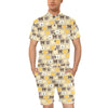 Bear PatchworkPattern Print Design 01 Men's Romper