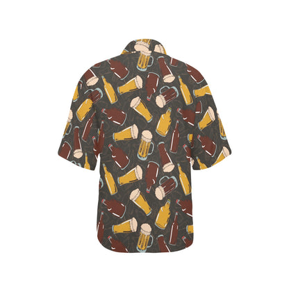 Beer Pattern Print Design 03 Women's Hawaiian Shirt