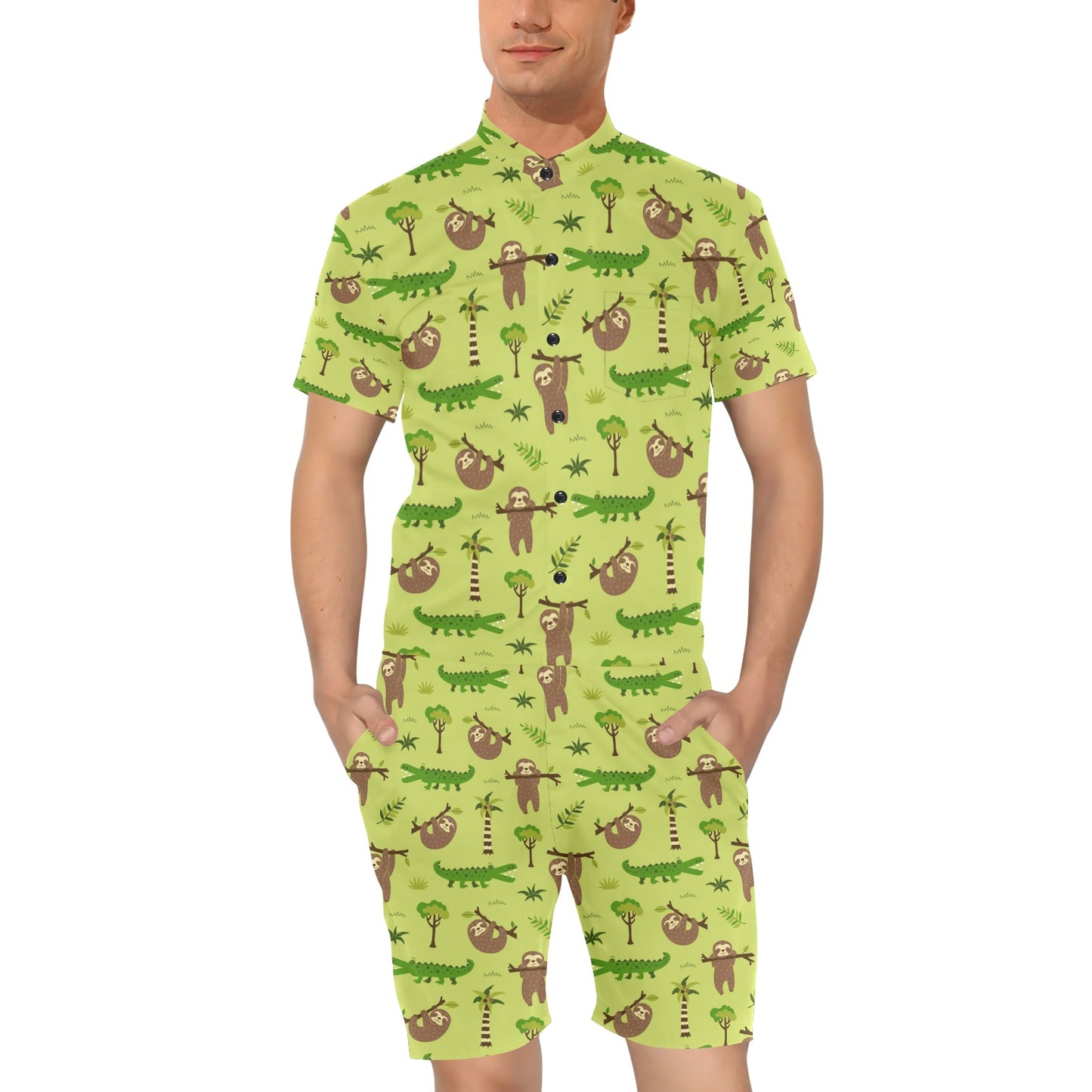 Alligator Pattern Print Design 04 Men's Romper